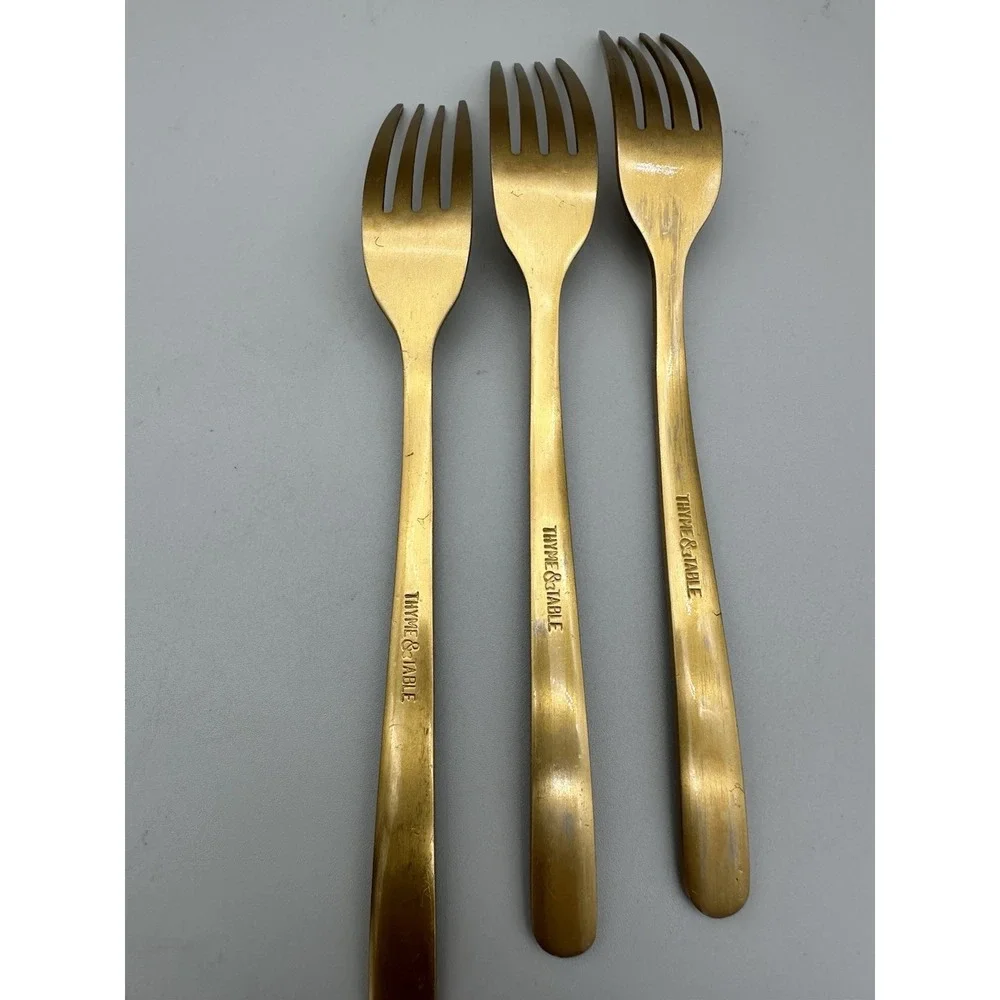 Thyme & Table Matte Gold Flatware 13 Pc Replacement Lot Forks Spoons